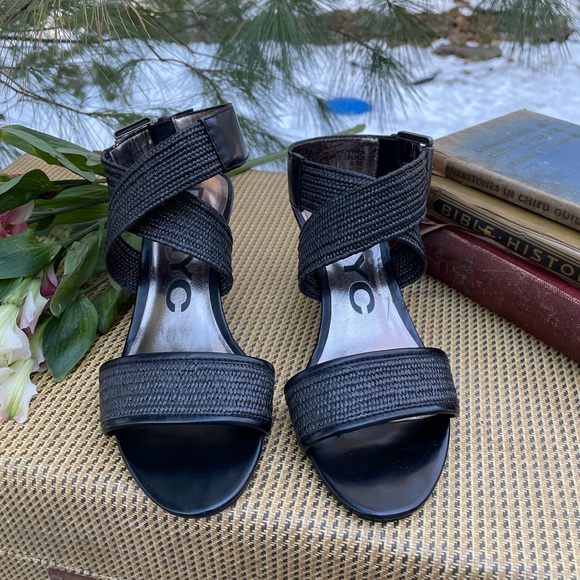 DKNYC Woven Ankle Strap Wedges - Picture 3 of 12